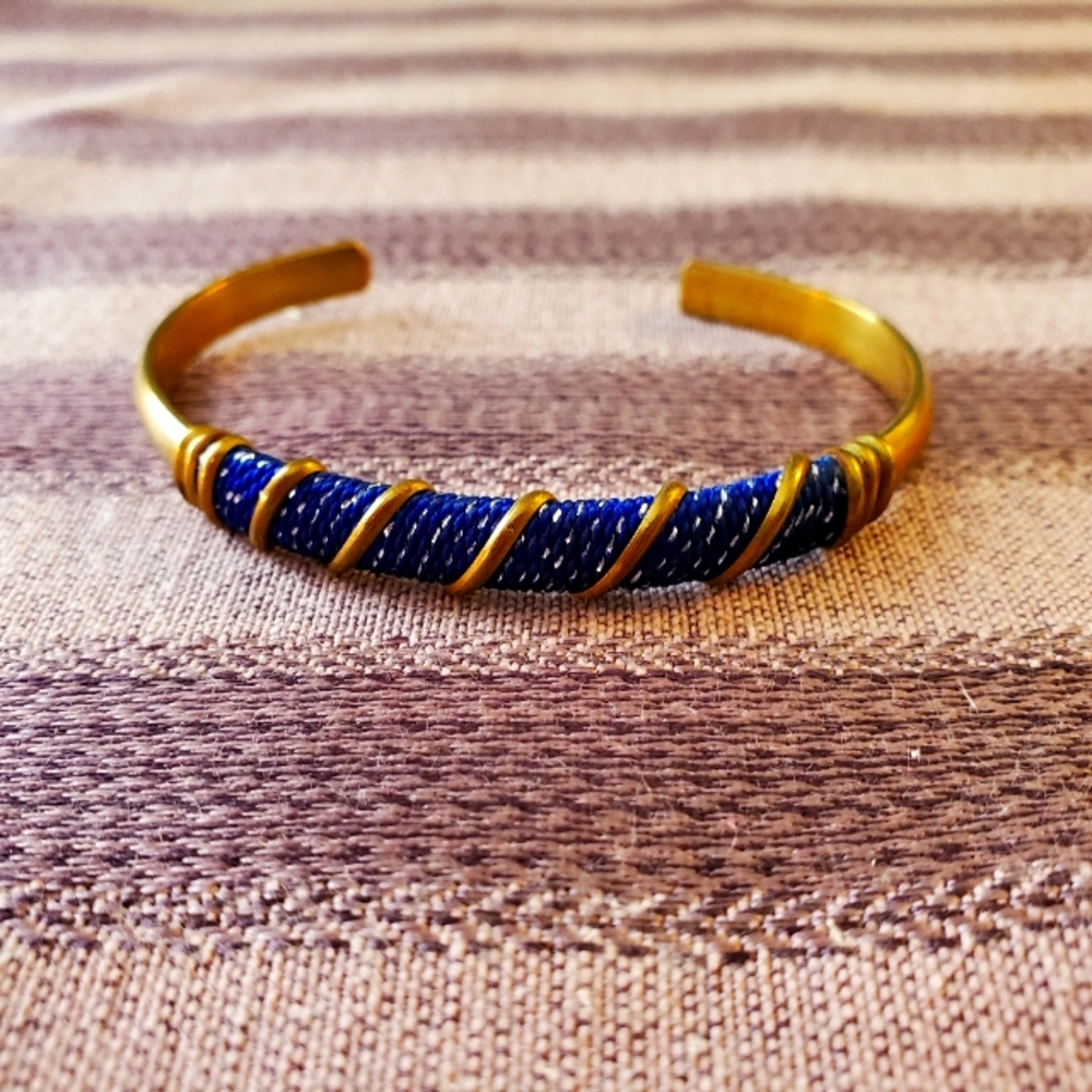 Turkish Brass and Blue Bracelet. size 7